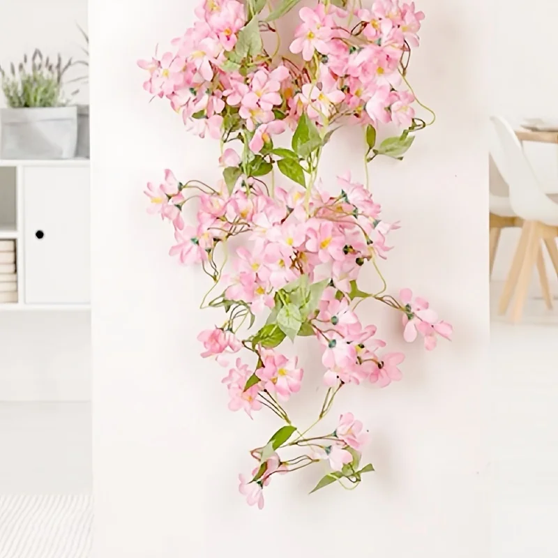 

2 Pcs Artificial Flowers, Artificial Violet Hanging Vine Plants, Silk Hanging Garland Vine Flowers for Wedding Party Decoration