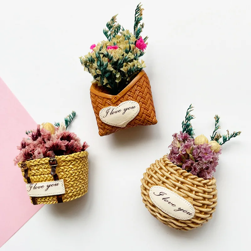 

Flower Basket Stereo Refrigerator Magnets Decorative Magnets Creative Refrigerator Magnets