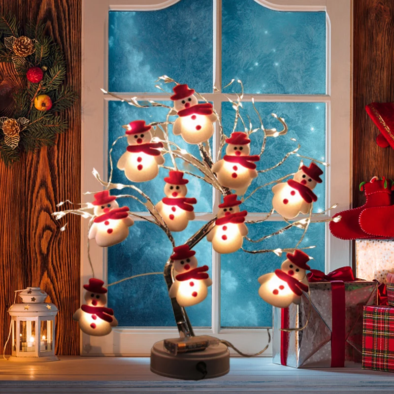 

Рождественская гирлянда со снеговиком, светодиодная сказосветильник гирлянда, снежинка, Санта-Клаус, искусственное украшение, Новогодняя ...