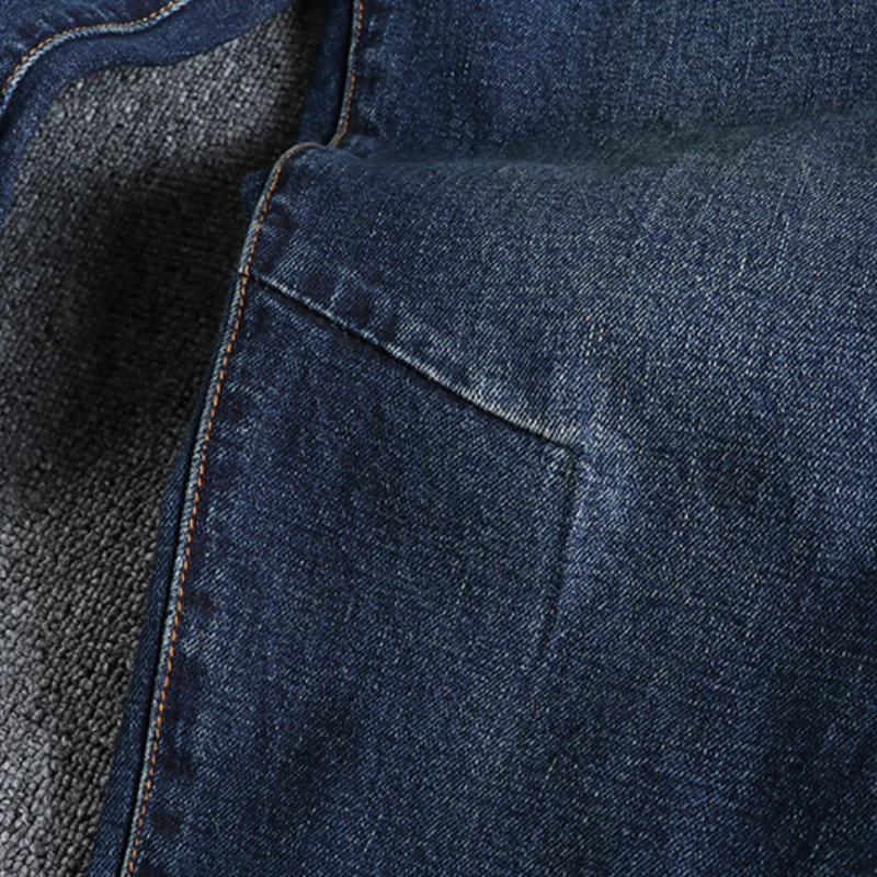 Elastic waist washed nostalgic blue jeans men's stereo cut loose straight feet retro trend youth trousers