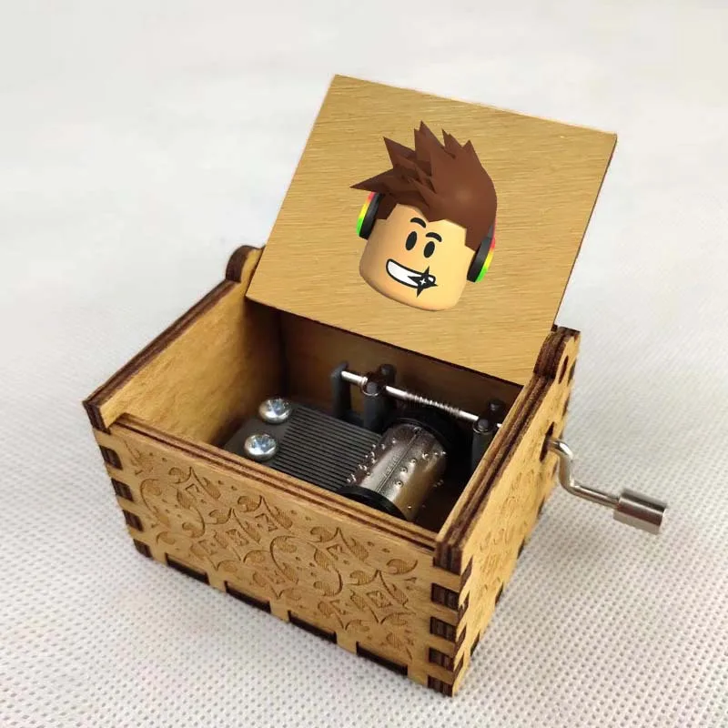 Around The Game Roblox Cartoon Classic Hand-cranked Music Box Boutique Decoration Retro Wooden Music Box Creative Gift