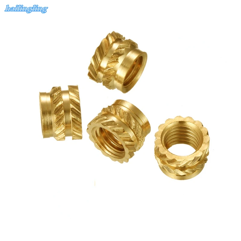 

M2M3 100PcsBrass Hot Melt Inset Nuts Heating Molding Copper Thread Inserts Nut Double Twill Knurled Injection Brass Nut