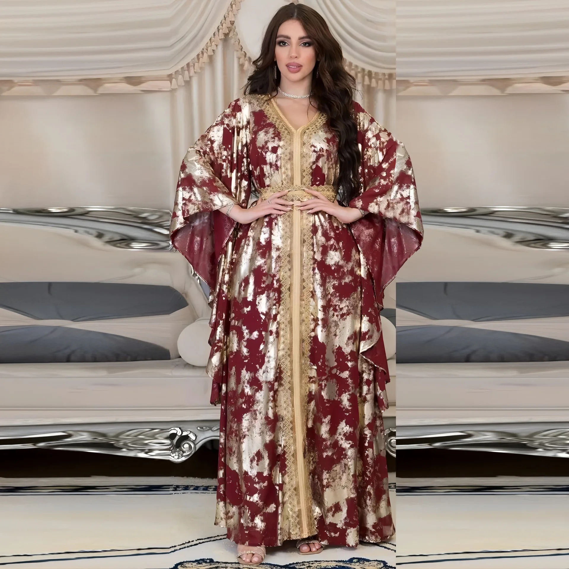

Eid Muslim Party Abaya Women Dress Bat Sleeve Prayer Morocco Caftan Elegant Maxi Abayas Gowns Dubai Arabic Robe Outwear 2023