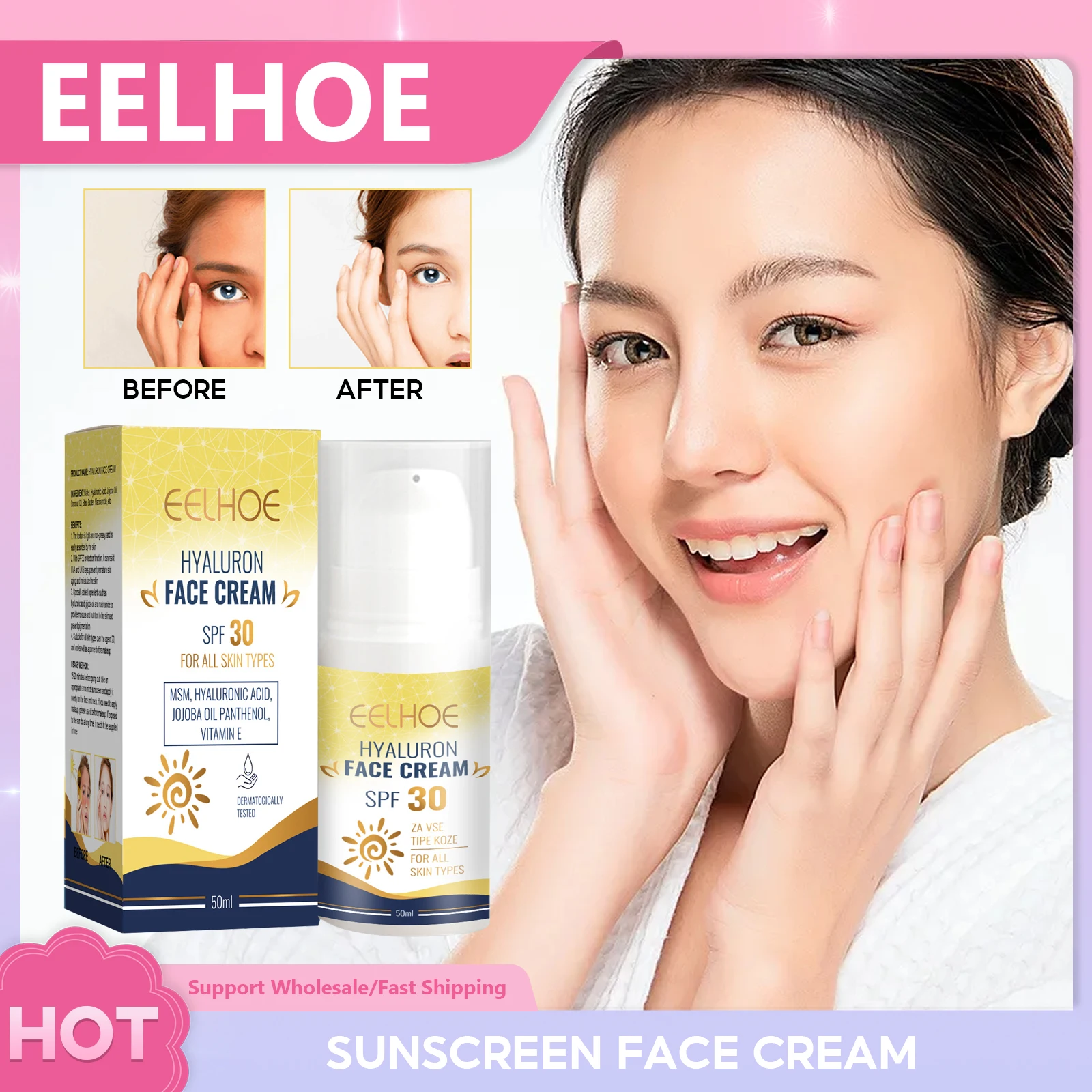 

Sunscreen Face Cream Anti Aging Whitening Refreshing Sun Block Spf 30 Isolation Lotion Oil-control Moisturize Facial Body Cream