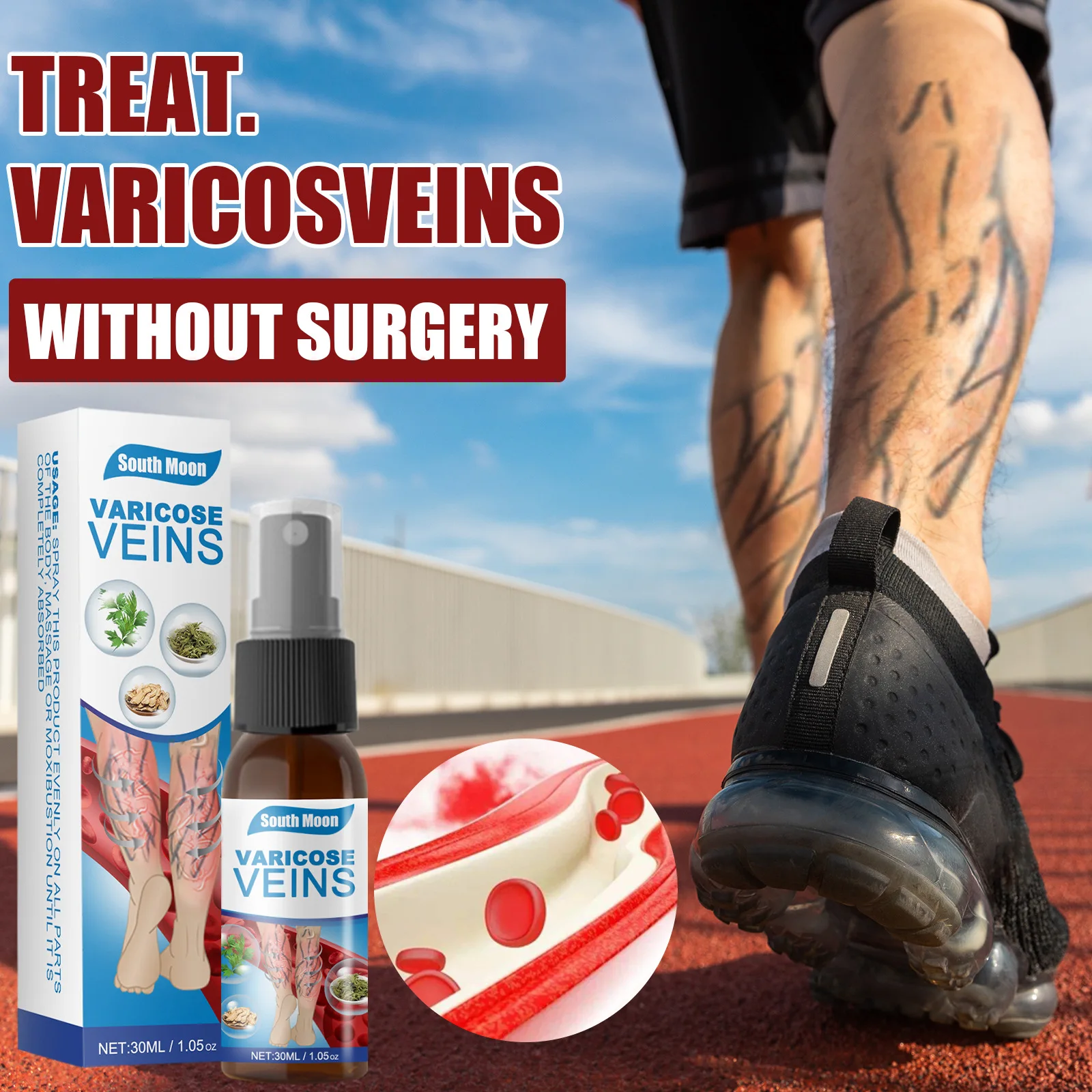 

3PCS Varicose Vein Treatment Spray Relief Phlebitis Angiitis Remedy Pain Spray For Spider Veins Edema Nerve Pain Earthworm Leg