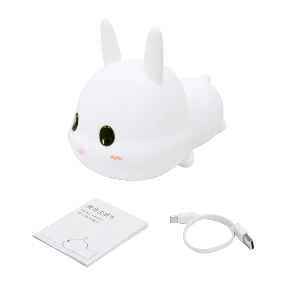 

Baby Silicone Bedroom Cute Rabbit Timer Children Nursing Gift Touch Dimmable Cartoon USB Rechargeable Bedside Lamp Night Light
