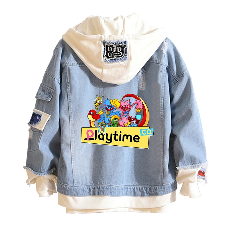 

2022 Hoodie Huggy Wuggy Cosplay Denim Jackets Poppy Playtime Costume Unisex Game Fashion Hooded Top Coat Spring and Autumn
