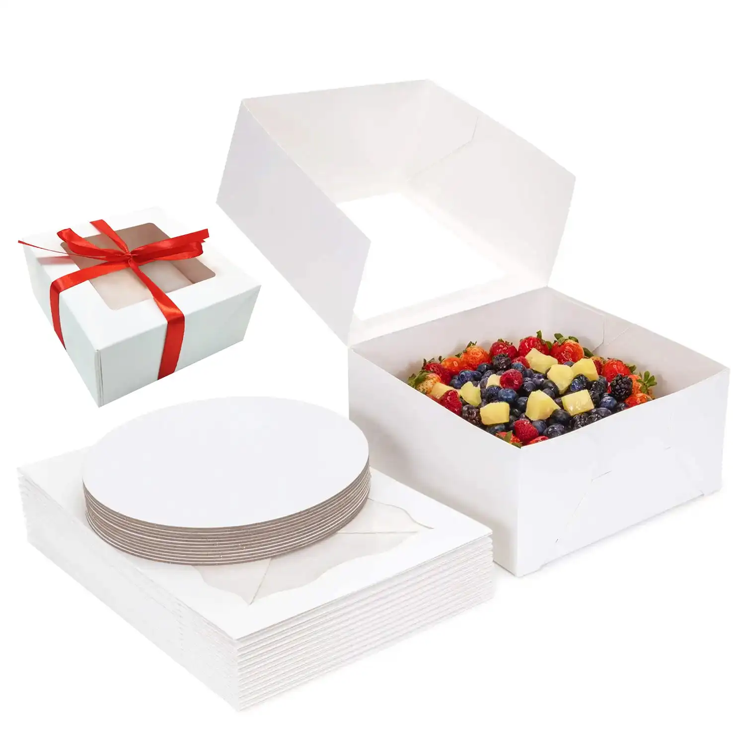 

Cake Boxes with Cake Boards, 10x10x5 inch and 10 inch Board| Bulk Cake Boxes, Bundt Cake Carrier, Baking Box, Cheesecake Contain