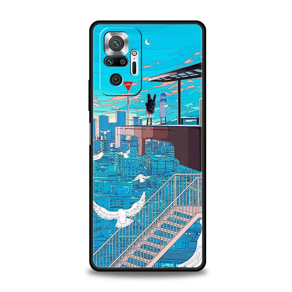 Чехол для телефона Xiaomi Redmi Note 12, 10, 11, 9, 8 Pro Plus, 9S, 7, 8T,  9T, 9A, 8A, 9C, K40, мягкий игровой чехол, бампер, аниме, девушка,  художественный пейзаж | AliExpress