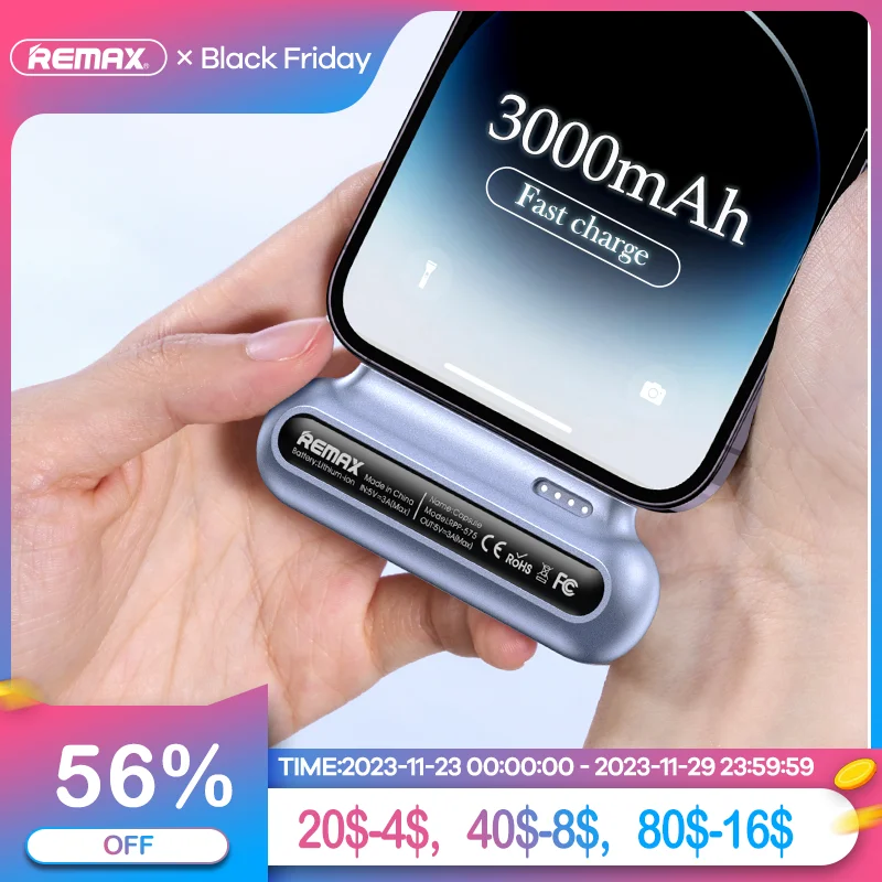 

Remax Magnetic Power Bank 3000mAh Mini Magnet Charger PowerBank For Xiaomi Emergency Mobile Portable Magnetic External Battery