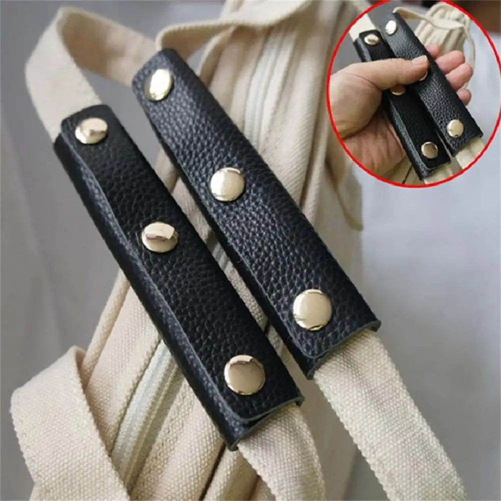 

2Pcs Useful Smooth Surface Handle Wraps Faux Leather Luggage Handle Covers Anti-strangulation Hand Luggage Decor