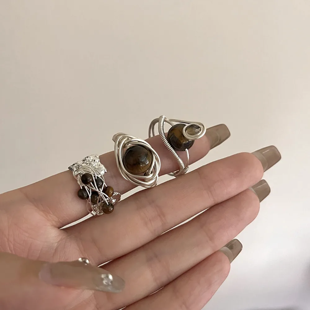 Новое Китайское кольцо из бисера с изображением Тигрового Глаза