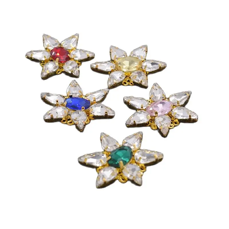 

Buttons 20pcs/lot Flatback rhinestones star for clothing Christmas decorations shiny glass appliques crystal Sew on accessories