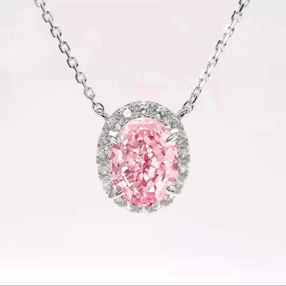 

Cute White/Yellow/Pink Oval Cubic Zirconia Small Pendant Necklaces Women Fashion Luxury Lady's Accessories Party Trendy Jewelry