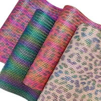 woven leopard skin pattern printed rainbow design pu faux leather fabric sheet for shoebagdiy accessories30135cm