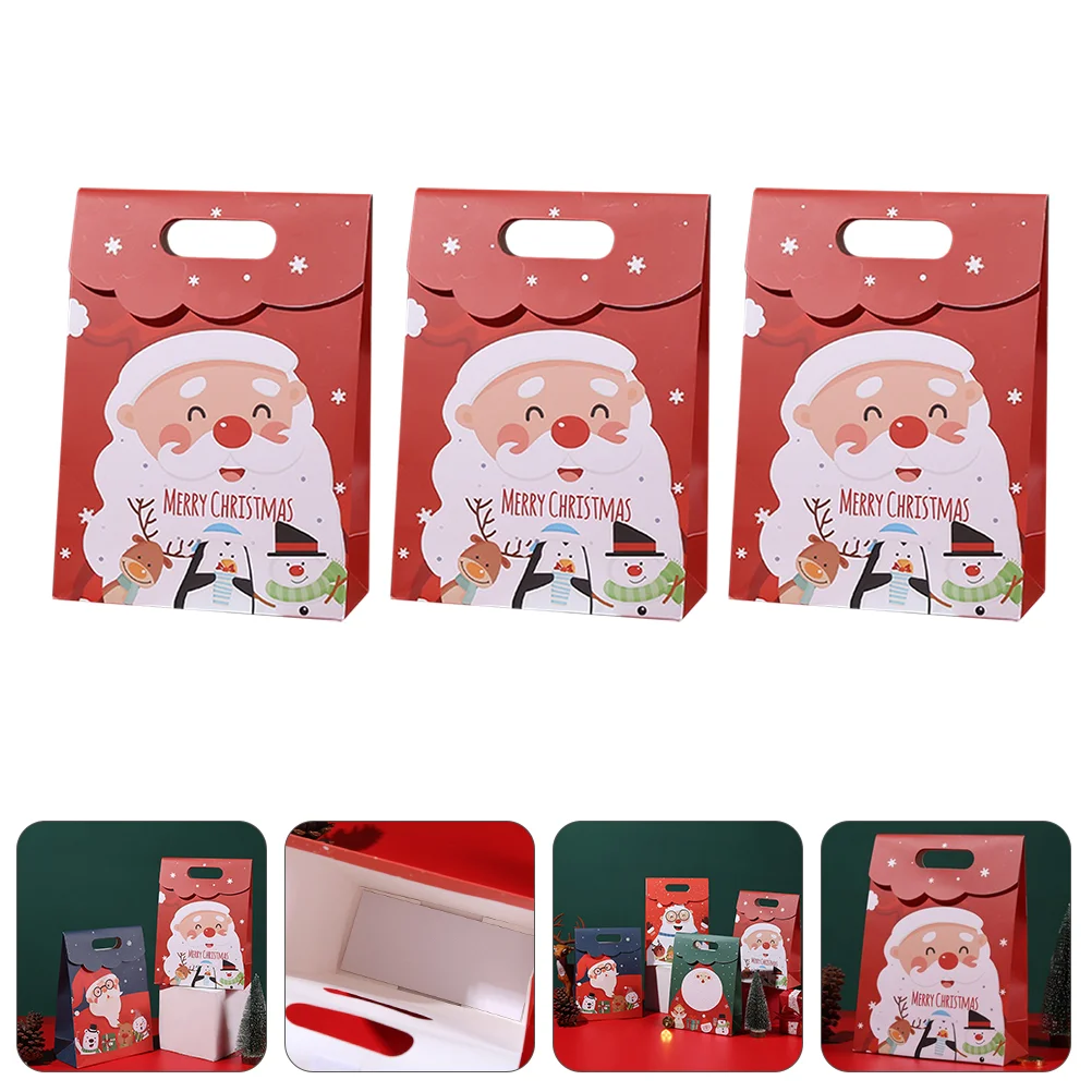 

3pcs Christmas Gift Bags Festival Present Bags Paper Bags Xmas Wrapping Bags