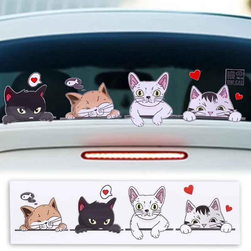 

Funny Cat Car Stickers Lying on The Window Reflective Cats Scratch Decals Electric Motorcycle Decor Sticker Car Accessories
