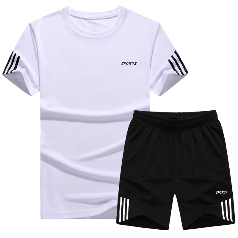 Спортивный костюм мужской из двух предметов футболка и шорты одежда для бега