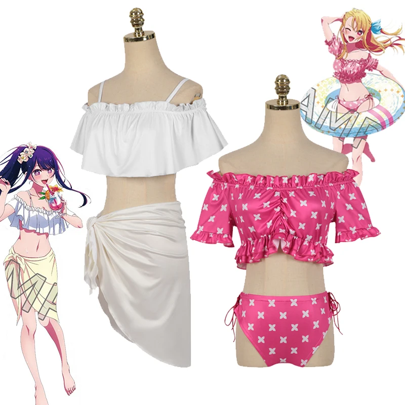 

Купальник для косплея Oshi No Ko Ai Hoshino, милый купальник в стиле аниме для девочек, Лолита, купальник с оборками, пляжная одежда, купальные костюмы из двух частей, Прямая поставка