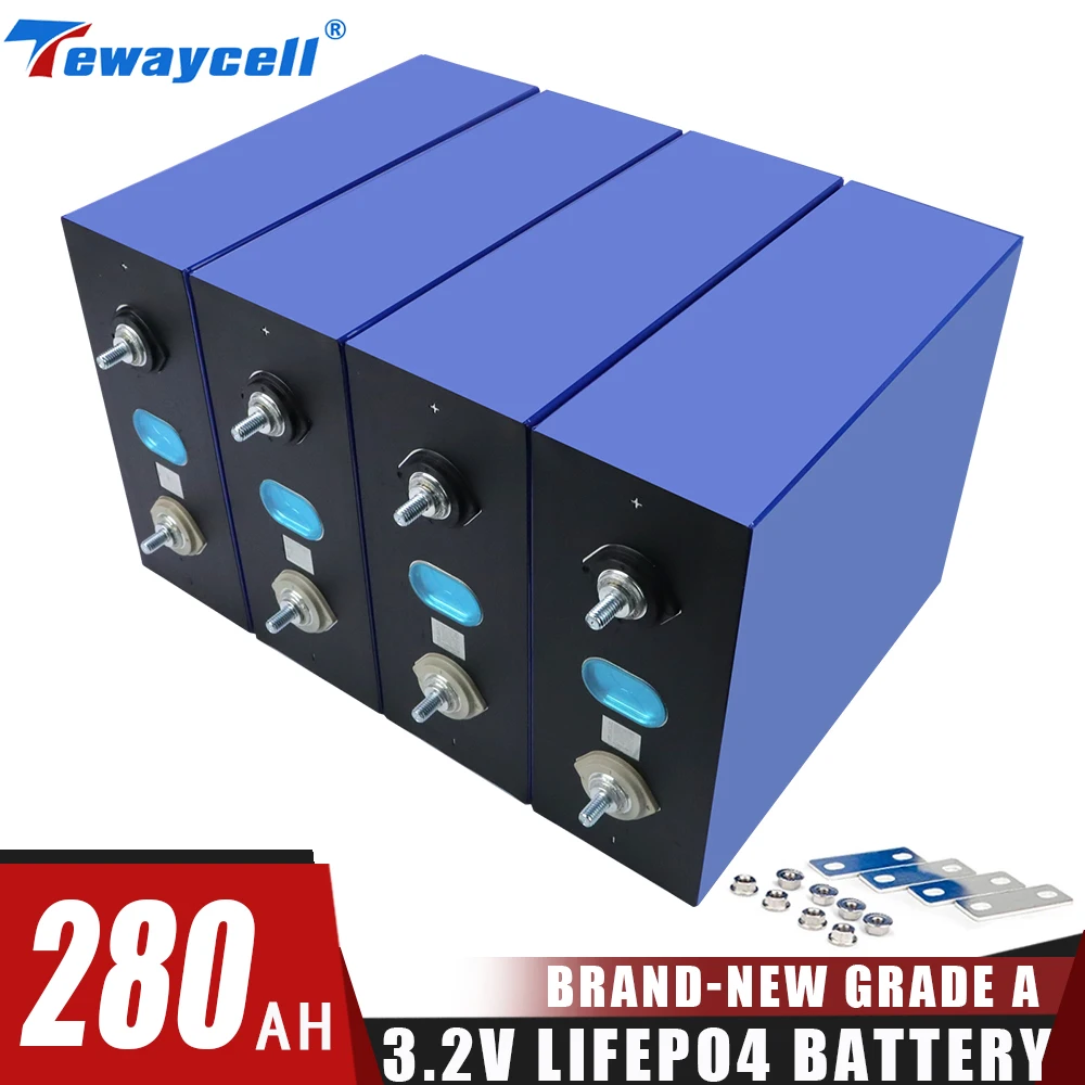 

3.2V 280Ah Lifepo4 Cell Battery Grade A Brand NEW Lithium Iron Phosphate for RV UPS Solar and 16S 48V 150A BMS TAX FREE