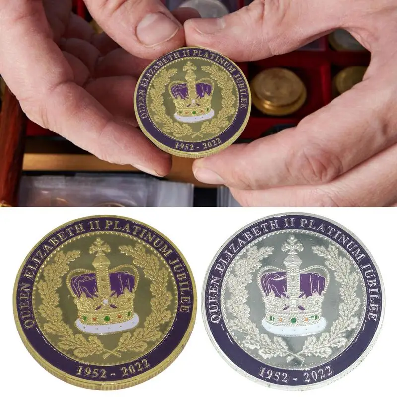 

Памятная монета королевы 1952-2022, ее величество королевы, Золотая Посеребренная металлическая монета, королева Елизавета II, значок, коллекцио...