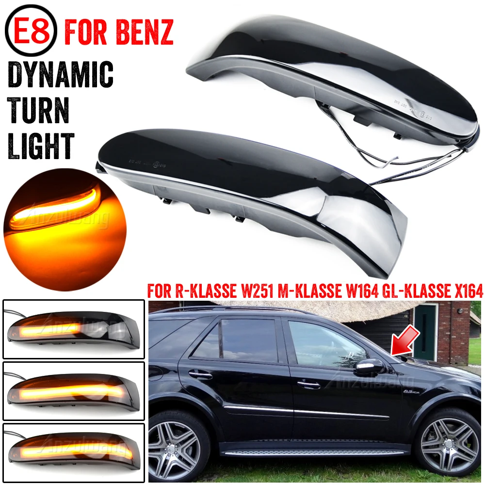 

2X LED Dynamic Turn Signal Light Sequential Mirror Blinker Lamp For Mercedes-Benz M ML GL Class W164 X164 W251 ML350 ML300 R300