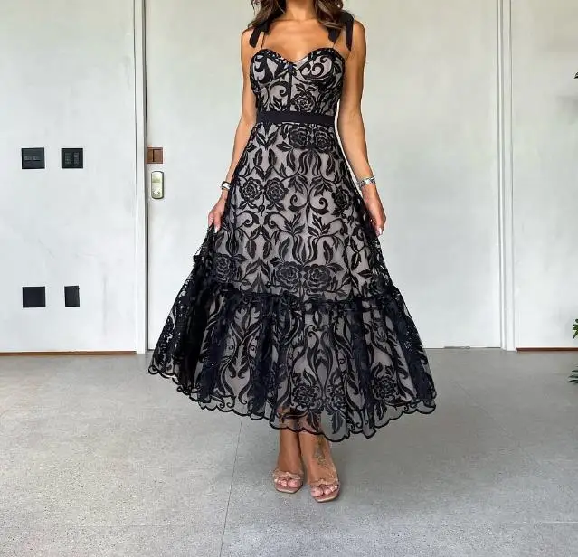 

Printed Lace See-Through Camisole Dress Women's Sexy New Fashion Sleeveless Sweetheart Neck Party Dresses 2023 Female Skirts