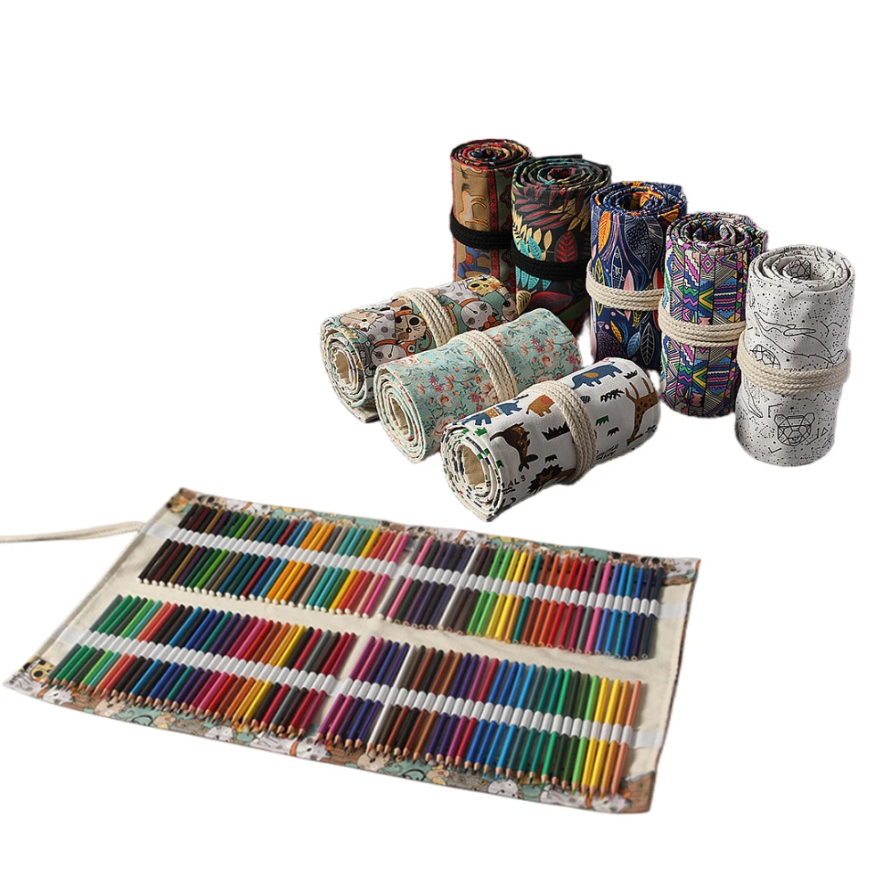 Roll Wrap-pencil Pouches Holder For Prismacolor Premier Colored Pencils Canvas Case Back To School