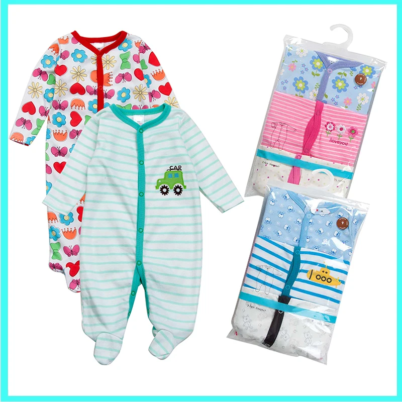 3 шт./партия Детские хлопковые комбинезоны с длинным рукавом