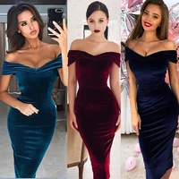 2022 new sexy high quality commuting womens one line collar off shoulder dress dress noble