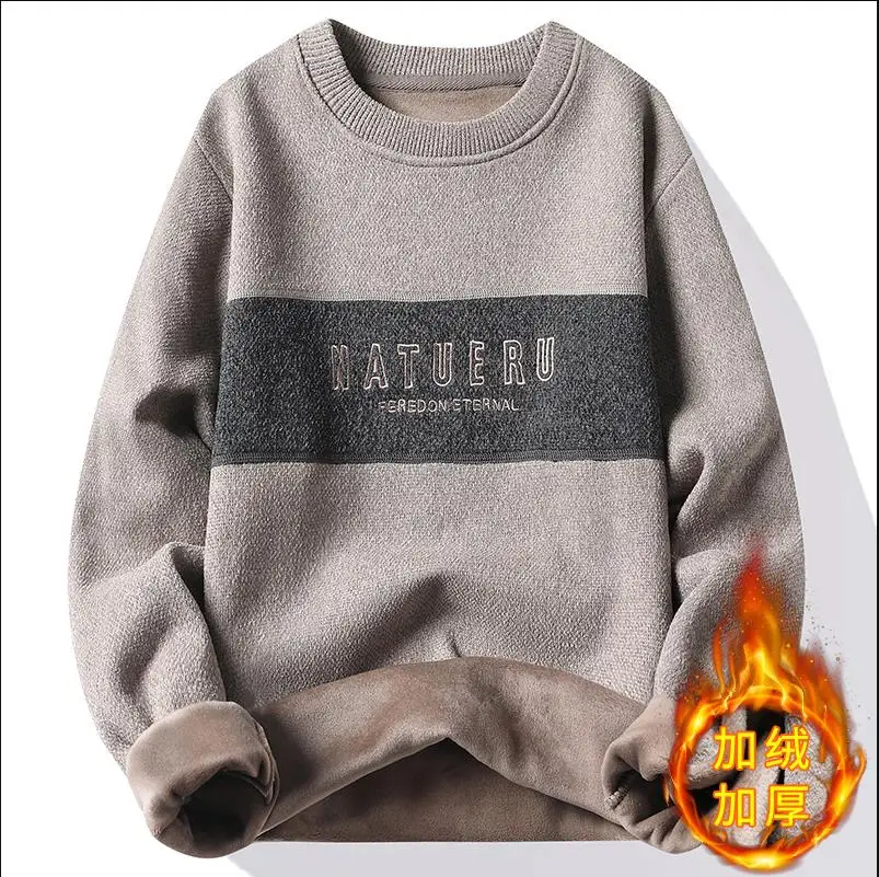 

2022 осенние модные свитера с круглым вырезом, мужская Тонкая трикотажная одежда, джемпер, мягкий теплый пуловер, мужской повседневный Трикотажный свитер с искусственной кожей 7010