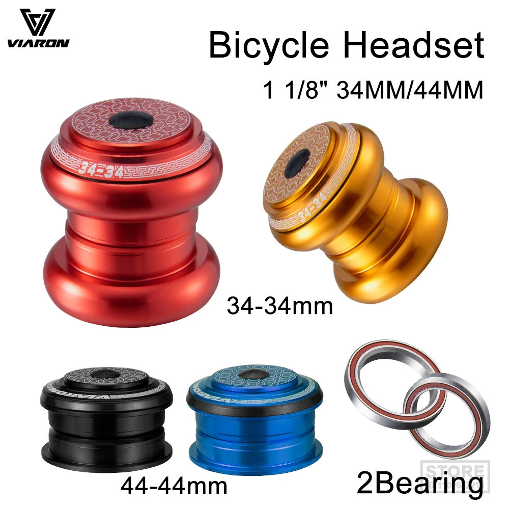 

VIARON MTB Bicycle Headset CNC 1-1/8" 34MM Sealed Bearing 44MM Semi-integrated Headsets For 28.6mm Threadless Straight Tube Fork
