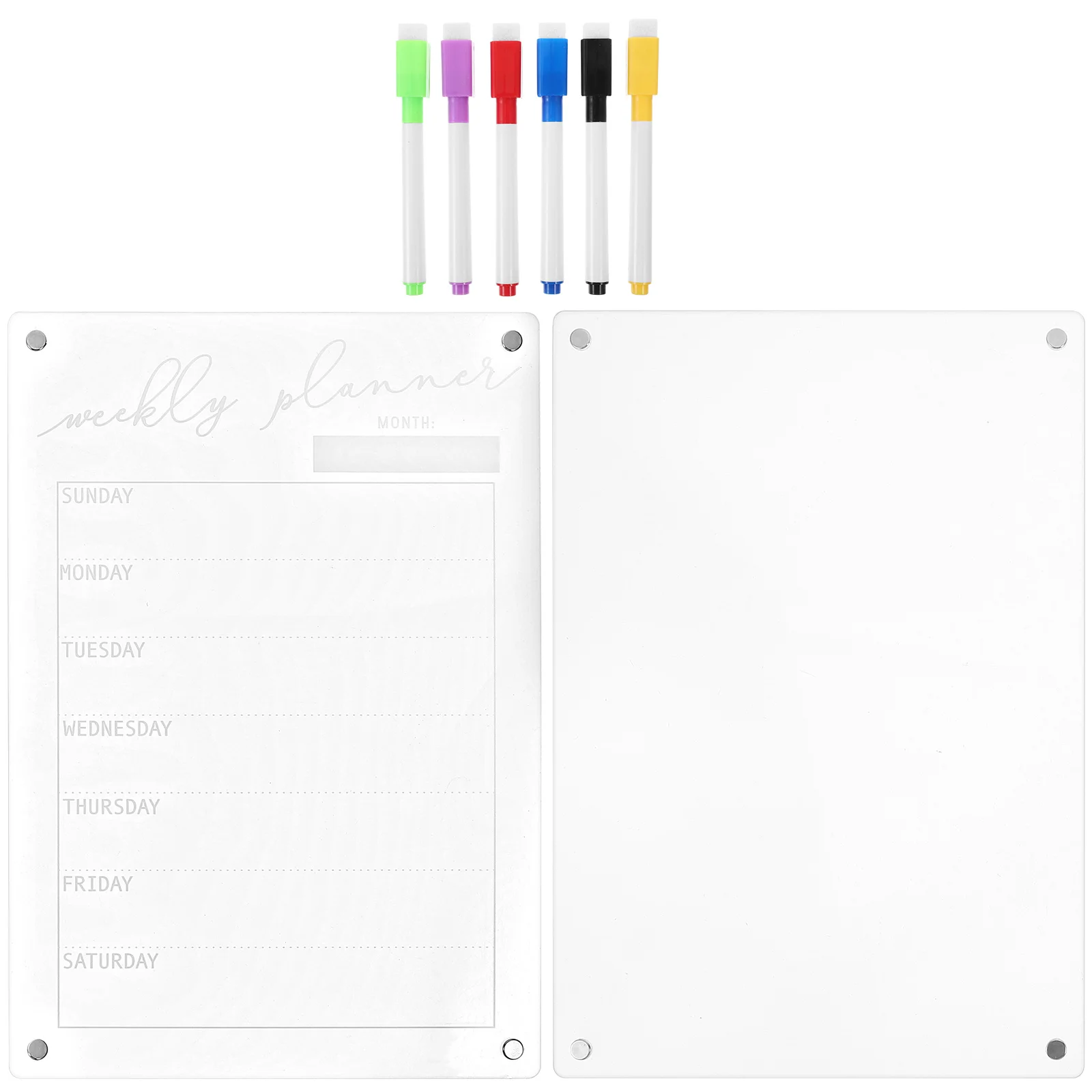 

1 Set of Clear Clear Fridge Dry Erase Board For Wall Erasable Magnetic Planner Board Refrigerator Whiteboard Fridge Board