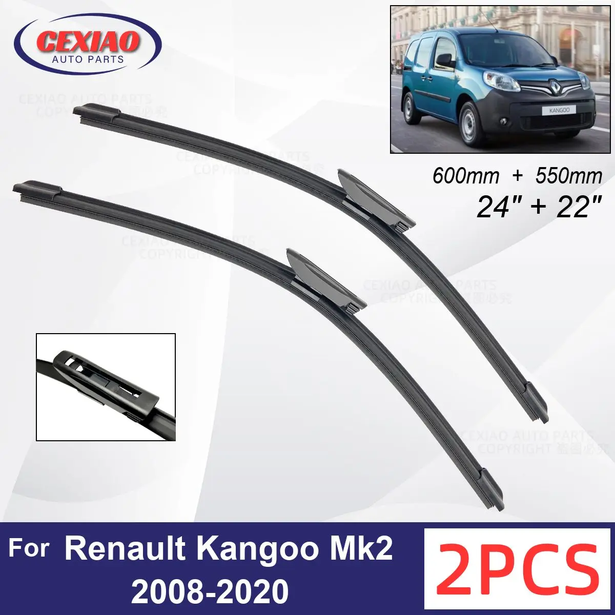 

Car Wiper For Renault Kangoo Mk2 1 Rear Door Express 2008-2020 Front Wiper Blades Soft Rubber Windscreen Wipers Auto Windshield