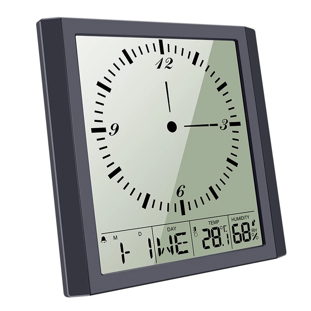 

Цифровой измеритель температуры и влажности, термометр для отеля, часы, на батарейках, большой экран, будильник, режим повтора, простой стил...