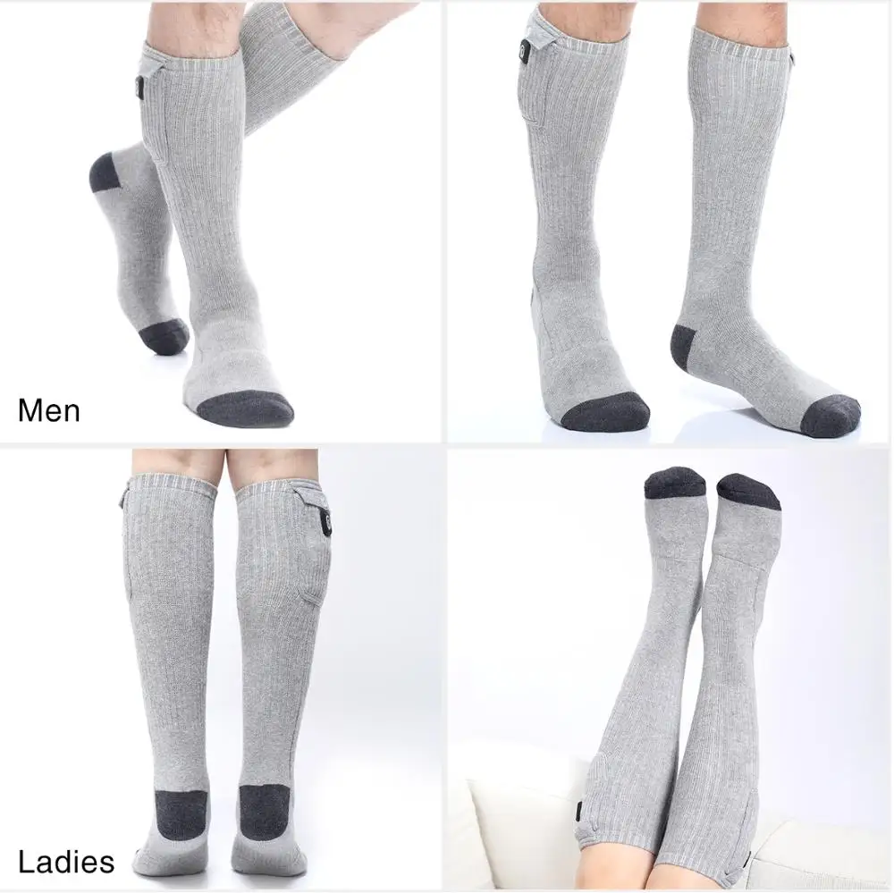 2020 New Winter Heated Socks 100% Cotton Material Custom Electric Rechargeable Women Men Warm Fishing Heating Ski Riding Socks
