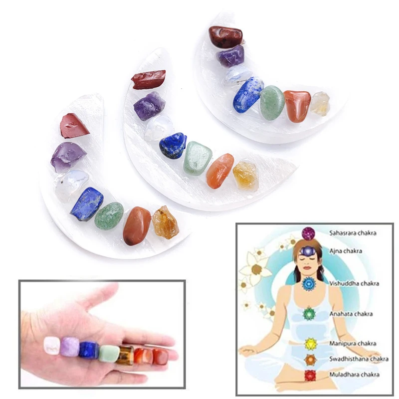 

Seven Chakra Hexagonal Column Energy Stone Combination Set Natural Crystal Gemstone Ornaments Decoration Gifts Box for Children