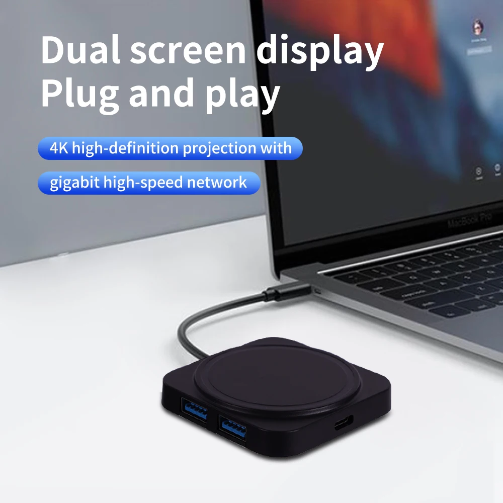 Беспроводное зарядное устройство 4 в 1 с 4-портовой док-станцией расширения