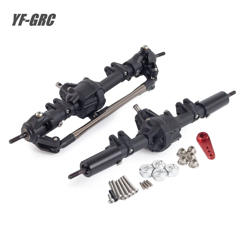 

1/10 RC Crawler Plastic Straight Front Rear Axle Set with Metal Forward Reverse Bevel Gear for Axial SCX10 II 90046 47 RGT 86100