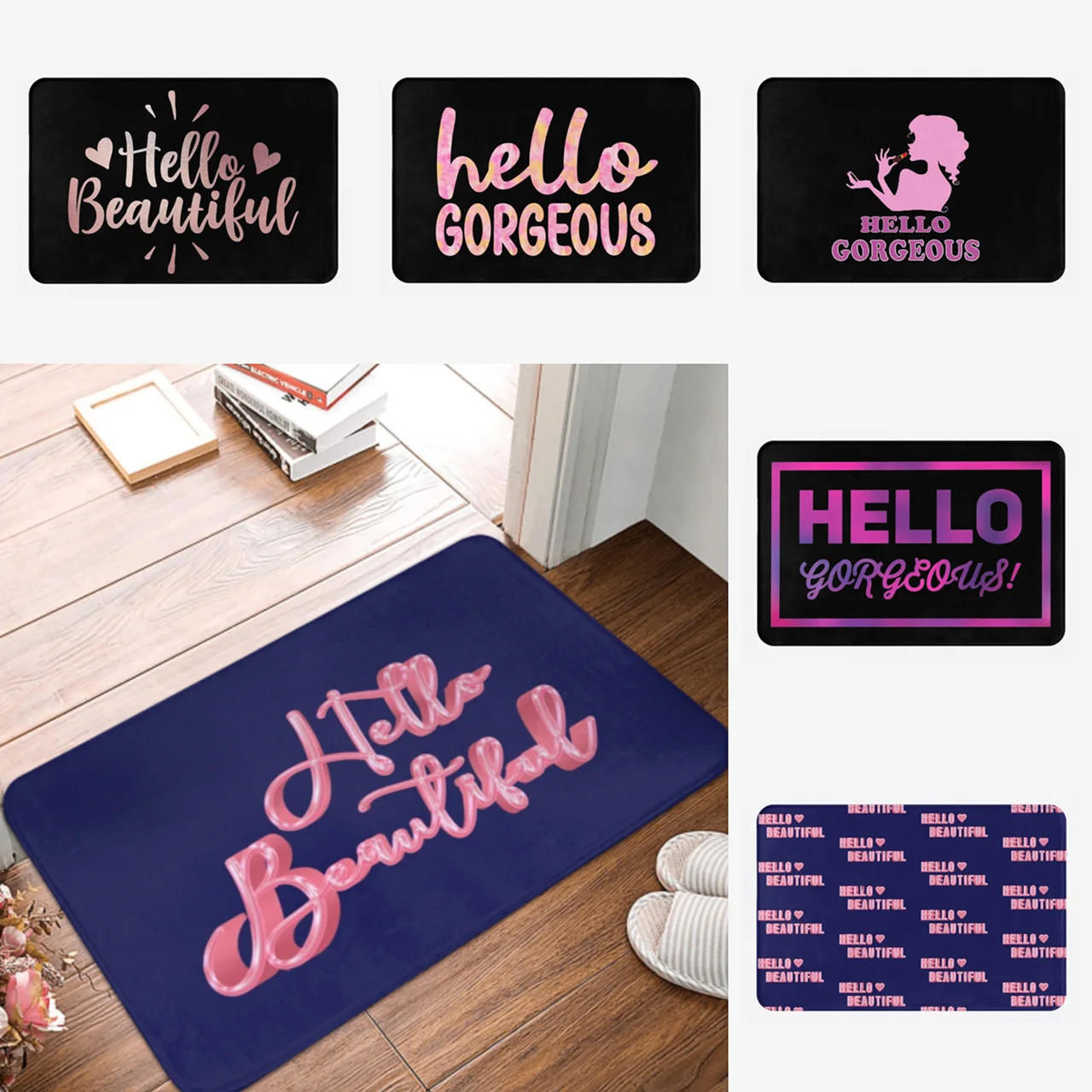 

Hello Beautiful Doormat Rug Carpet Mat Footpad Polyester Anti-slip Water Oil Proof Entrance Kitchen Bedroom Balcony Toilet