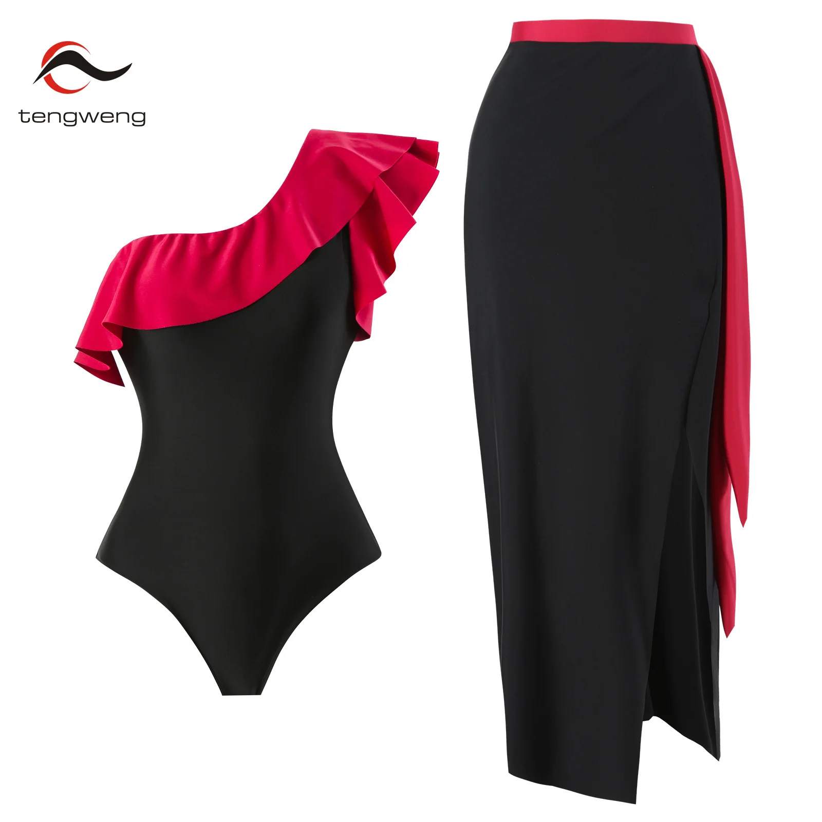 

2024 New Retro One Piece Swimsuit Skirt Shoulder Strappy Swimsuit Print Floral Swimwear Women Slimming Bathing Suit Beach Wear