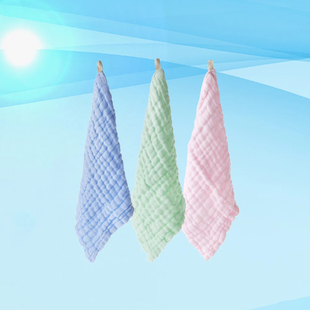 

3Pcs Washcloth Cotton Small Towel Water Absorption Wiper- Washing Bath Hand Towel Kids Kerchief for Infant Kids Children (
