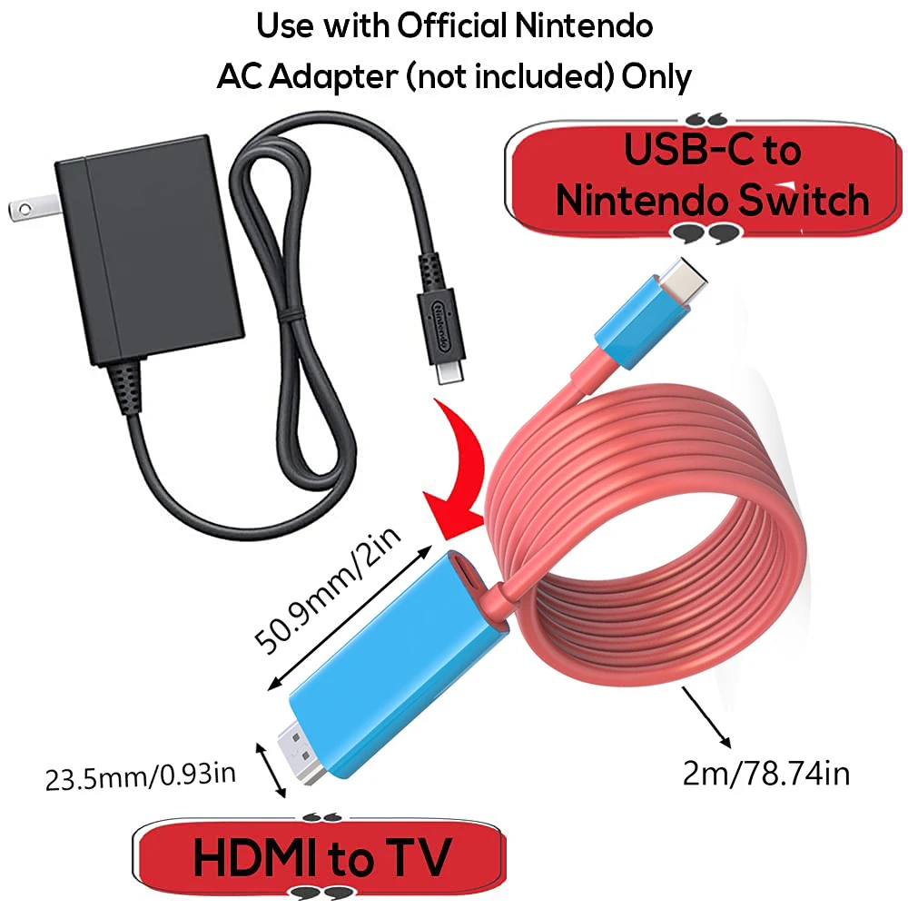 For Switch Nintendo USB C To 4K HDMI-Compatible Conversion Adapter Cable for TV Mobile Computer HD Cast Screen Line Projection images - 6