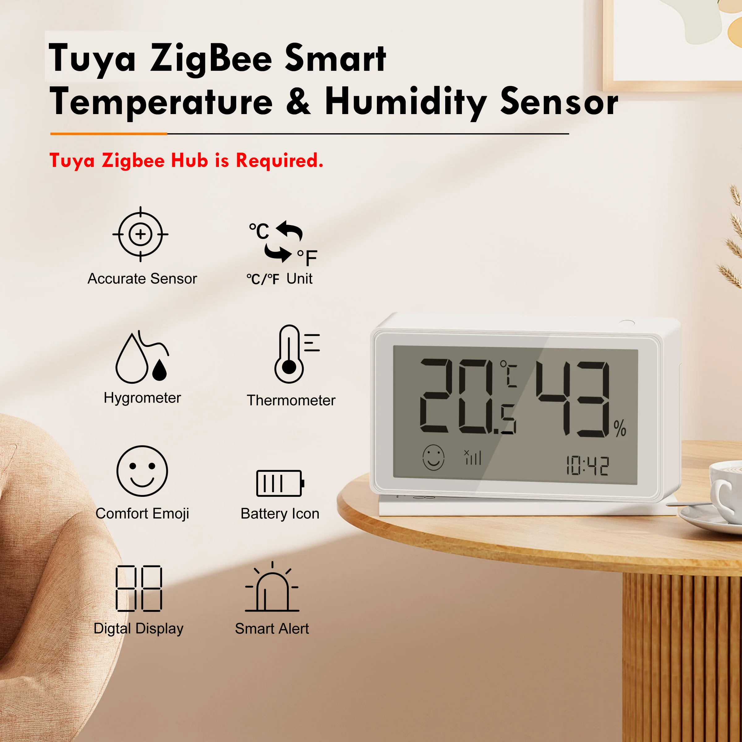 Датчик температуры и влажности Tuya Smart ZigBee цифровой термометр комнатный гигрометр