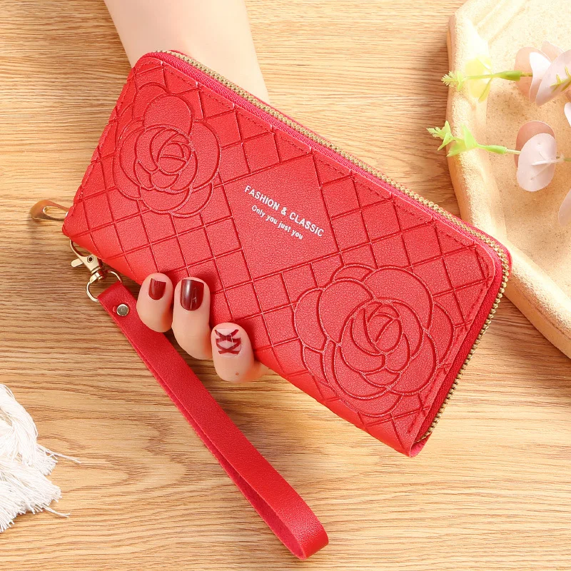 Women's Long Wallets  Fashion Zipper Flower Handbags  Cards Holder PU Leather Billfold Coin Purse