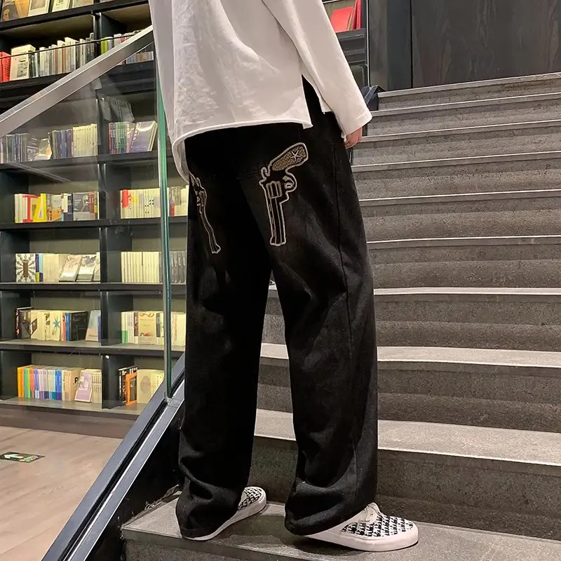 

European and American vibe style pants high street ins tide brand design jeans street style vintage mopping pants