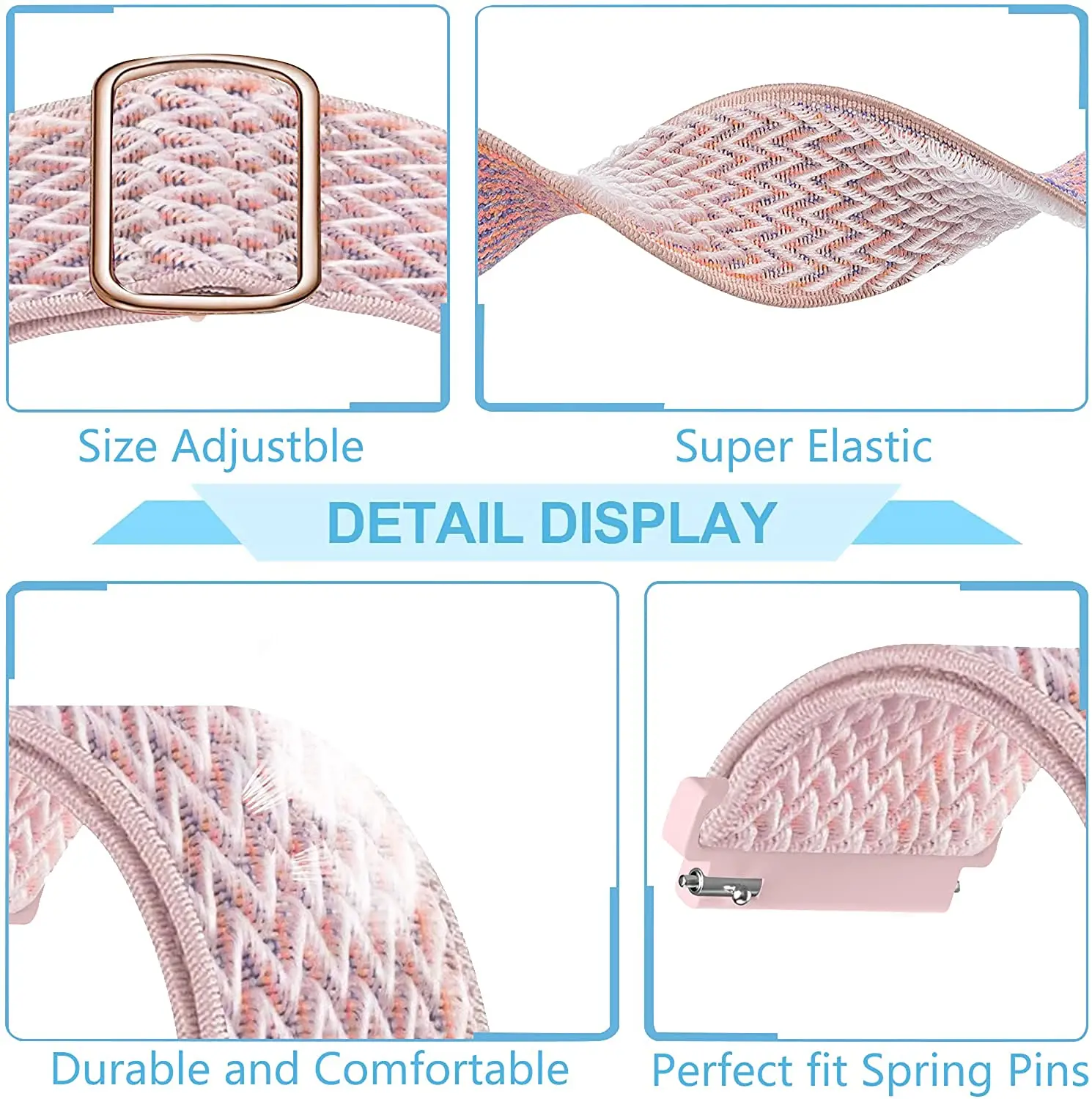 Ремешок для Samsung galaxy watch 4 classic/5 Pro/Gear S3/Amazfit bip эластичный нейлоновый браслет-петля