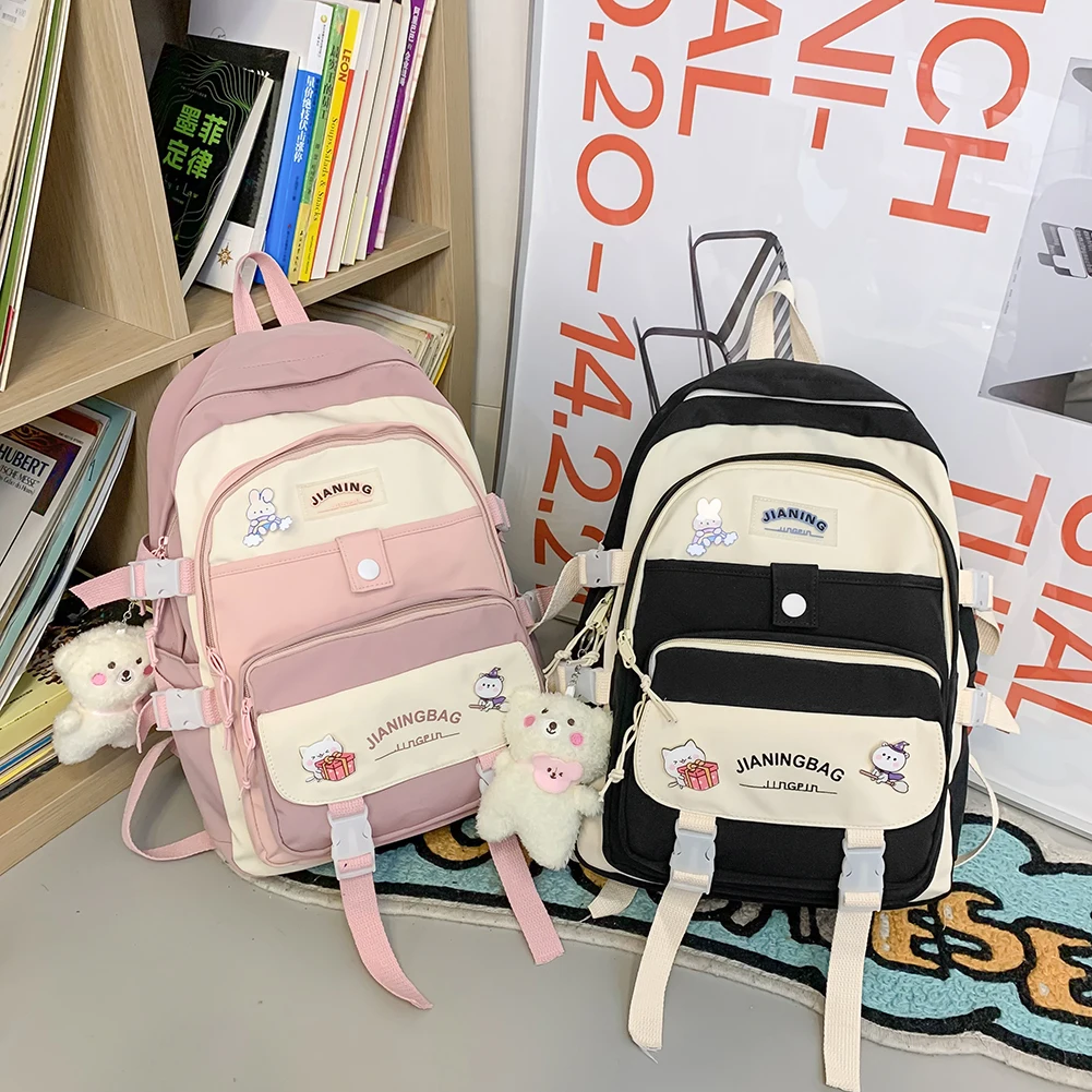 

Casual High School Students Backpack School Bags for Teenage Girls Multi Pockets Kawaii Laptop Bookbags Women Backpack Daypack