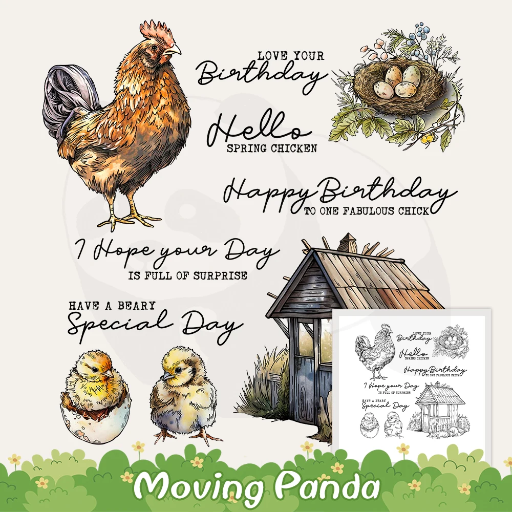 

Vintage Cock Chick And Eggs Clear Stamps DIY Scrapbooking Supplies Silicone Stamps For Cards Making Paper Albums Decor Stamping