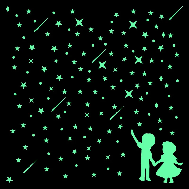 Романтические светящиеся наклейки с изображением метеоритного дождя звездного